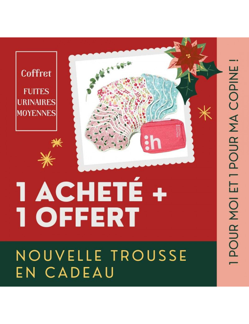 serviettes hygiéniques lavables, 5M+6L+4XL, en coton bio, (1+1) coffret FUITES URINAIRES MOYENNES - 1 serviettes hygiéniques lavables, 5M+6L+4XL, en coton bio, (1+1) coffret FUITES URINAIRES MOYENNES - 1