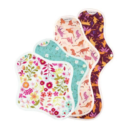 serviettes hygiéniques lavables, 1PS+1S+1L+1XL, en coton bio, coffret