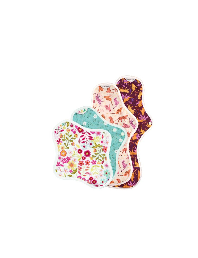 serviettes hygiéniques lavables, 1PS+1S+1L+1XL, en coton bio, coffret serviettes hygiéniques lavables, 1PS+1S+1L+1XL, en coton bio, coffret