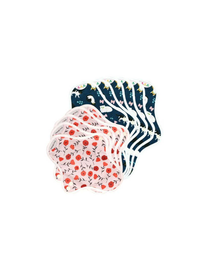 serviettes hygiéniques lavables, 5S+6M, en coton bio, coffret FUITES URINAIRES LÉGÈRES serviettes hygiéniques lavables, 5S+6M, en coton bio, coffret FUITES URINAIRES LÉGÈRES