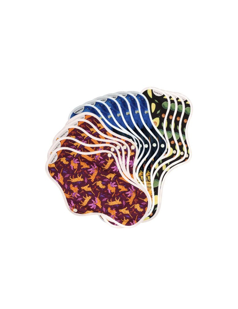serviettes hygiéniques lavables, 5M+6L+4XL, en coton bio, coffret FUITES URINAIRES MOYENNES serviettes hygiéniques lavables, 5M+6L+4XL, en coton bio, coffret FUITES URINAIRES MOYENNES