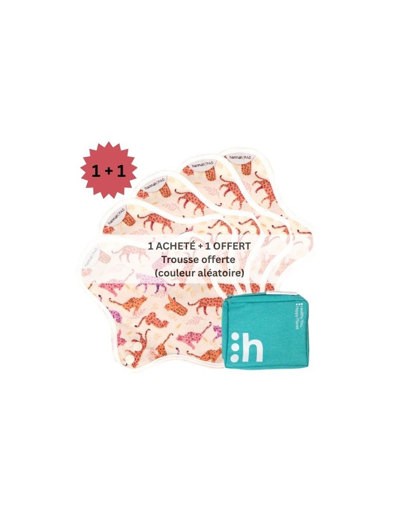 coffret 5 serviettes hygiéniques ,  SMALL, en coton bio, (1+1) - 1